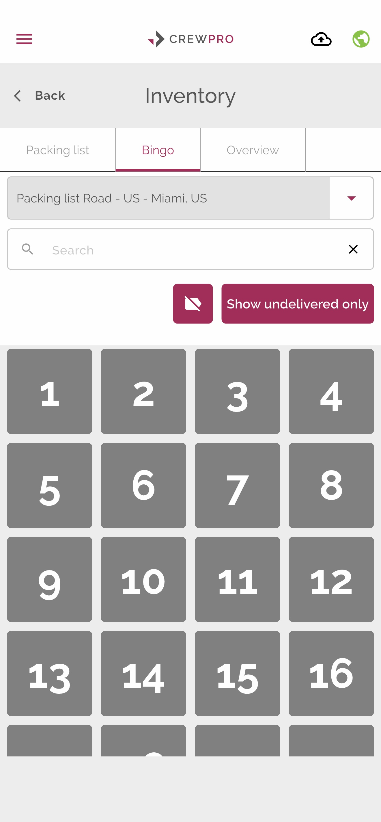 Digital inventories for moving companies: CrewPro bingo inventory on iPhone